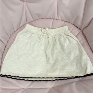 Cream Knit Skirt with Black Trim